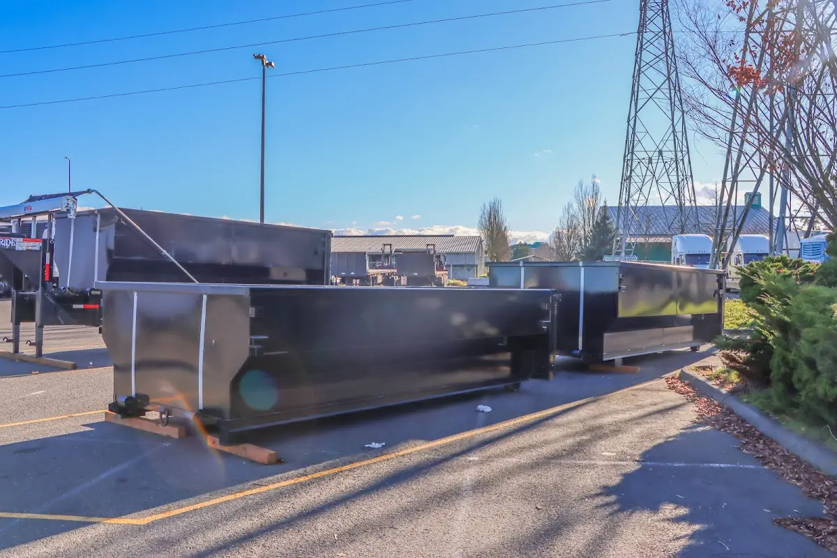 Roll-off dumpster ready for waste disposal at job site for 4 Yard Dumpster Rental in Chesterland